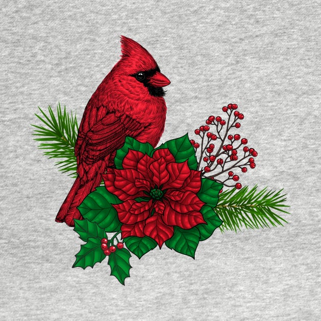Red Cardinals on Christmas decoration by katerinamk